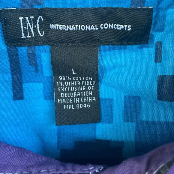 INC International Concepts Purple Plaid Western Shirt Men’s Large Long Sleeve - Picture 4 of 14